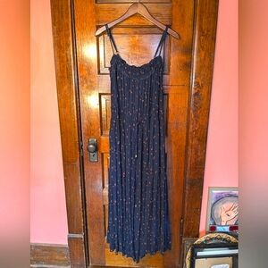 Like New Free People Sun Dress Tank Navy Blue Red Floral Anthropologie